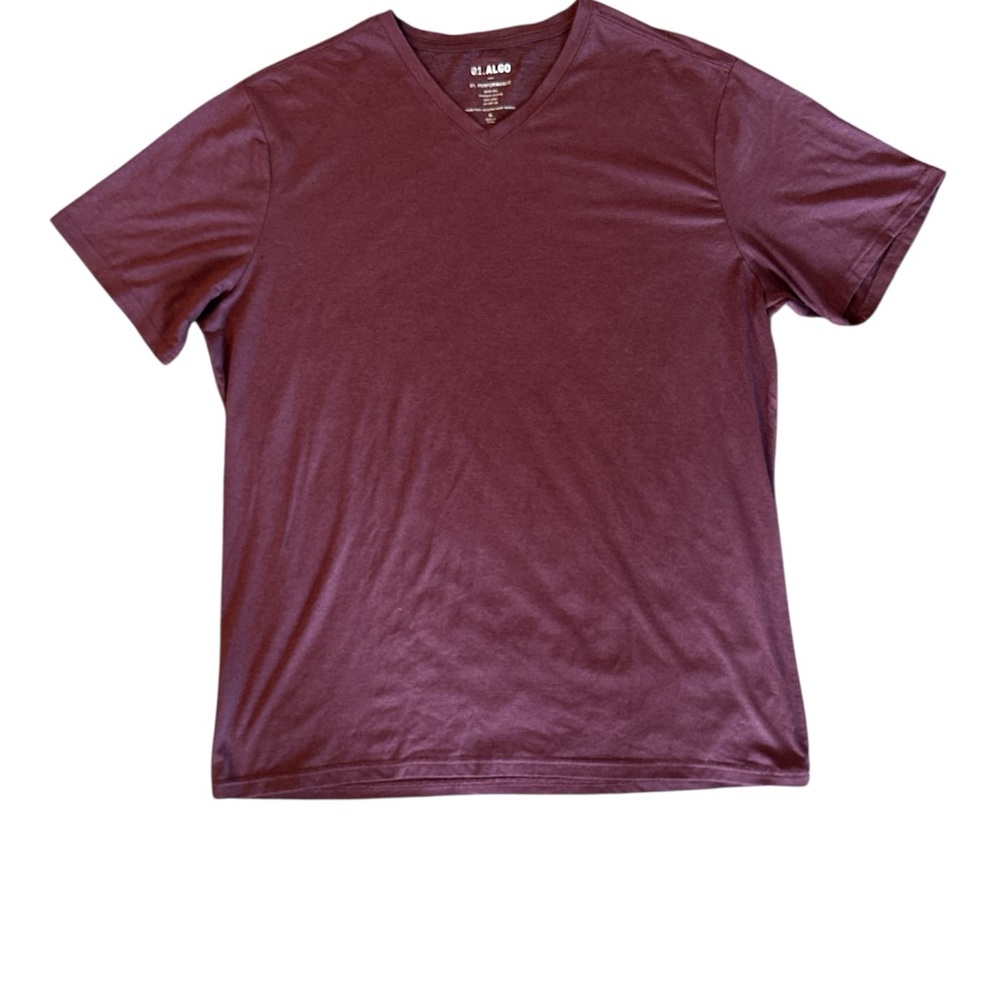 01. Algo Men's V-Neck Maroon T-Shirt XL Recycled Material SPF 40